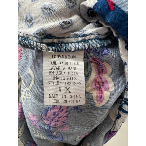 Andree by Unit flowy  boho Blouse Top plus size 1X tie‎ back - Picture 6 of 6